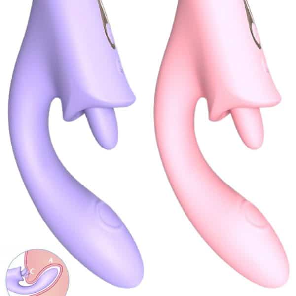 Vibrador de Ponto G e clitóris com Língua e Dedilhar Tapping Viola - S-Hande