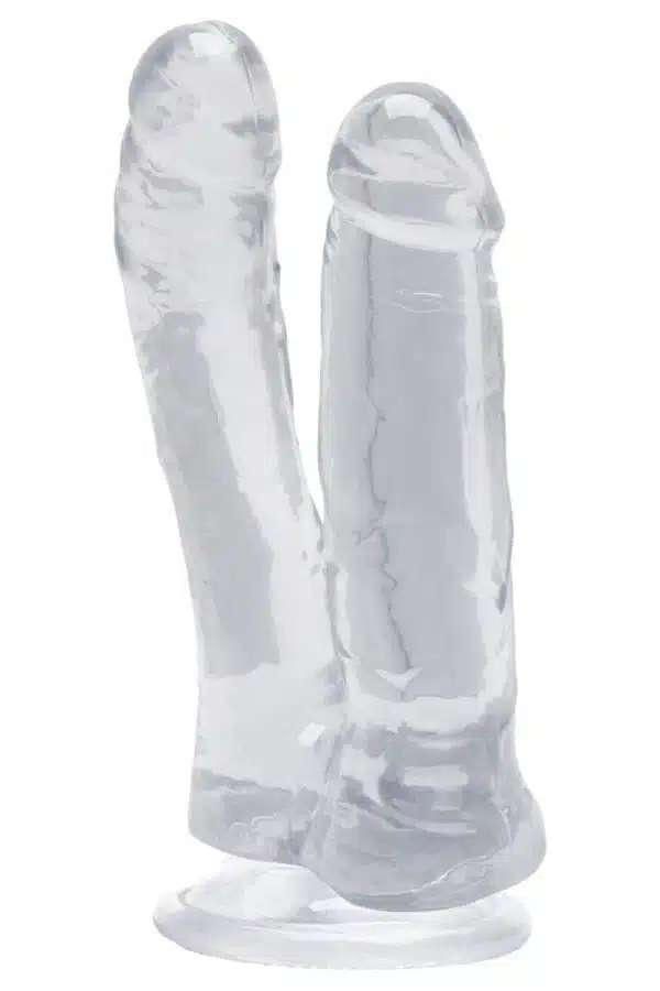 Pênis Duplo Transparente com ventosa 17,3 X 3,5Cm - Imagem 4