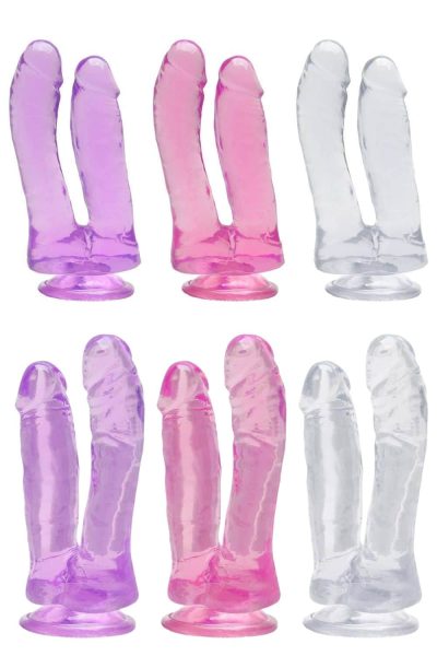 Pênis Duplo Transparente com ventosa 17,3 X 3,5Cm 6 15327912297 penis duplo transparente com ventosa 17 3 x 3 5cm 02