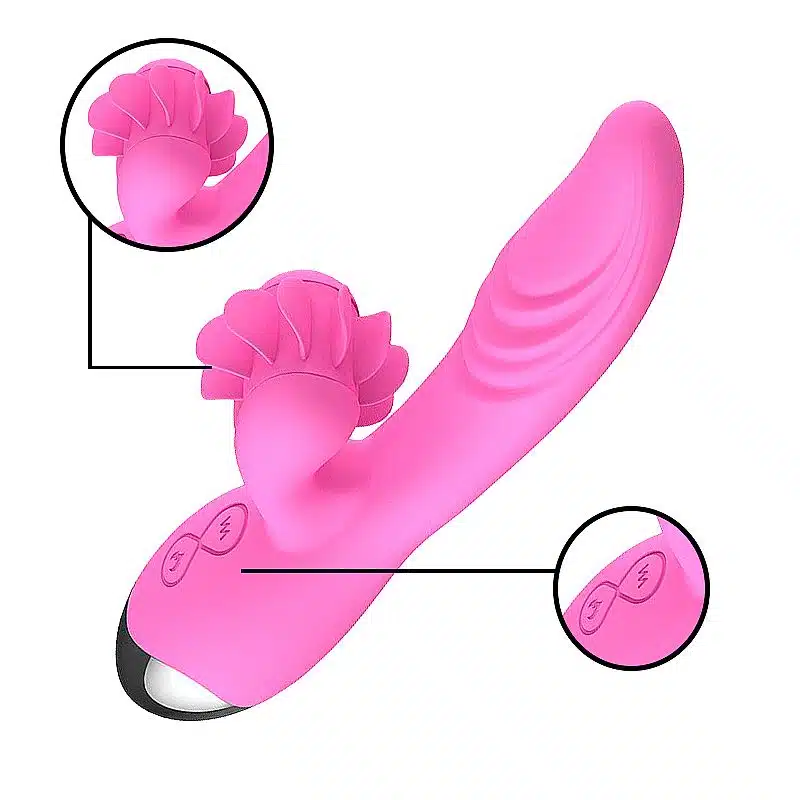 Dibe sex massager  Vibrador estimulador de ponto g e clítoris com efeito simulador de sexo oral com línguas giratóri  Imagem 2