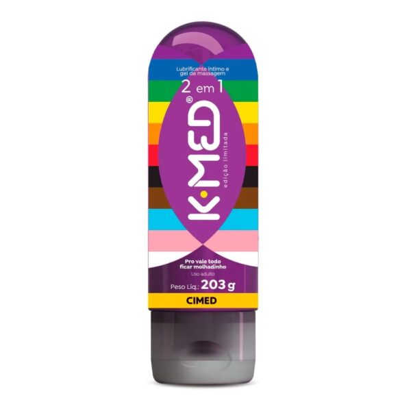 Gel de Massagem e Lubrificante Íntimo LGBTQIA + 2 em 1 Edição Limitada 203g K-med