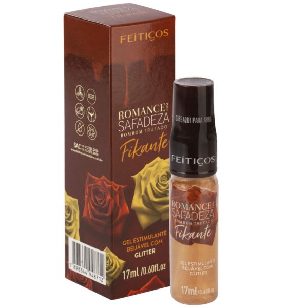 Romance com safadeza Fikante Bombom Trufado gel estimulante beijável com glitter 17Ml Feitiços