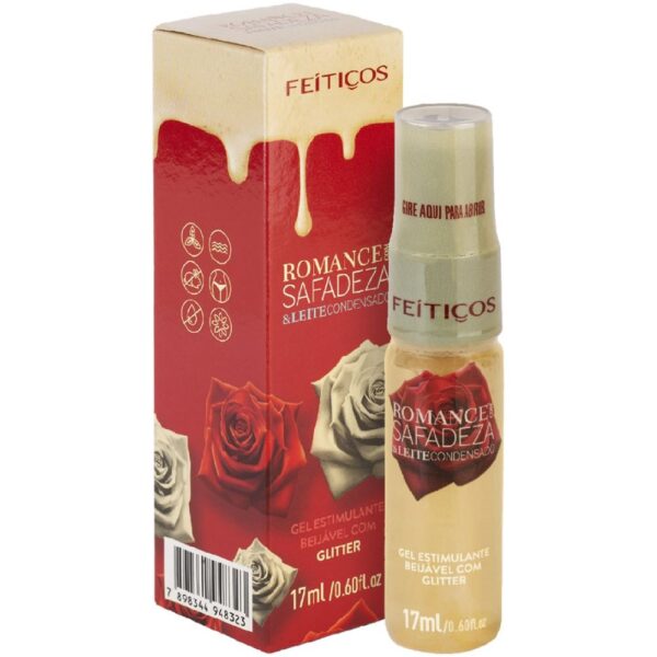 Romance com safadeza leite condensado gel estimulante beijável com glitter 17Ml Feitiços