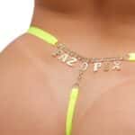 Calcinha fio dental sexy amarelo neon palavras strass tallyta