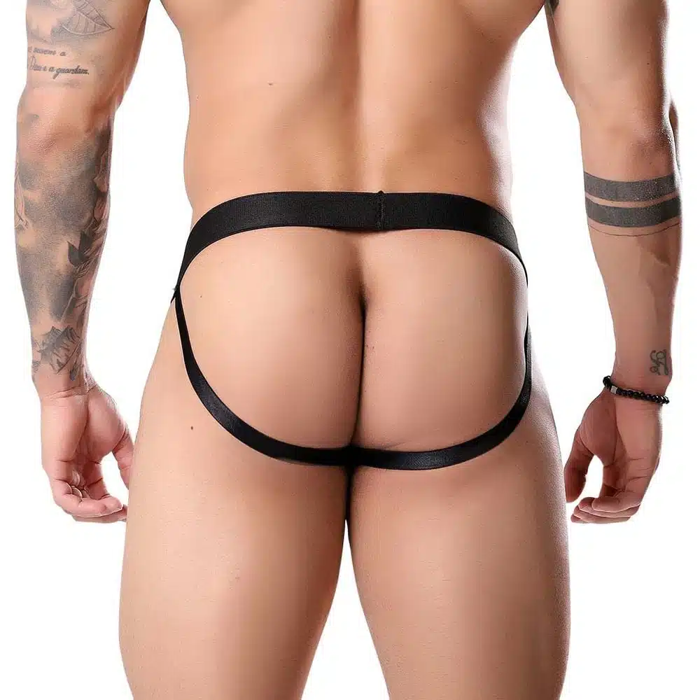 Cueca Jockstrap na cara do gol Fetiche Preta Tallyta  Imagem 2