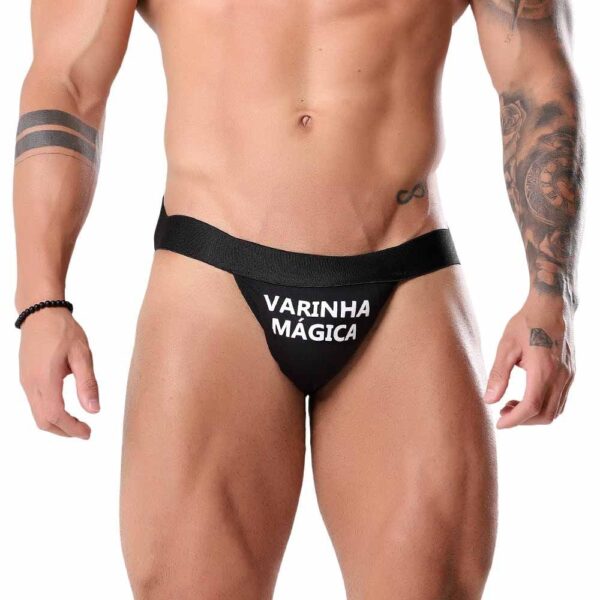 Cueca Jockstrap Varinha mágica Fetiche Preta Tallyta