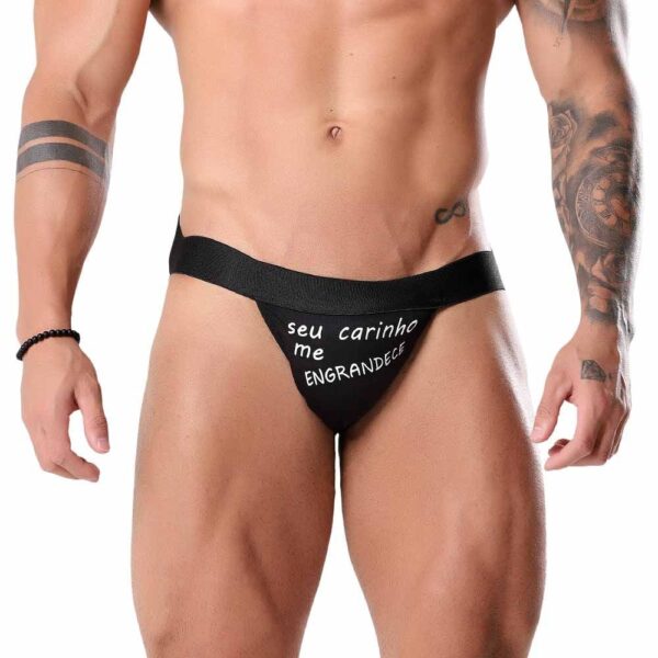 Cueca Jockstrap Seu carinho me engrandece Fetiche Preta Tallyta