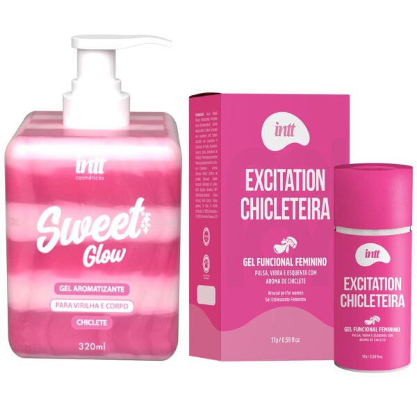 Kit com Sweet Glow chiclete Intt Excitation chicleteira