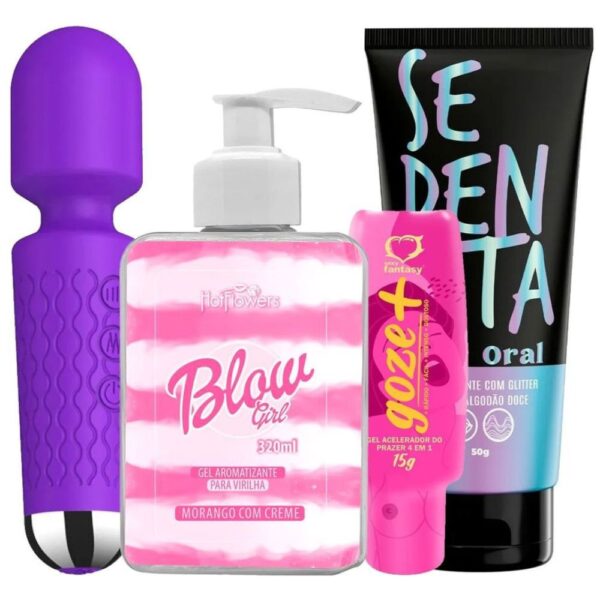 Kit Promocional com vibrador Mini Varinha Mágica Blow Girl Goze + e Sedenta Por Oral