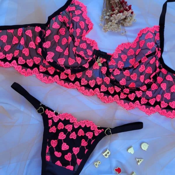 Conjunto bella tule coração sem bojo com aro Personalizavel