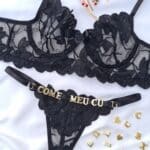 Conjunto sem bojo com aro lulu preto tule petala personalizavel