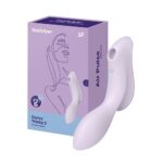 Vibrador de clitóris e ponto g recarregável com motor duplo 11 ondas de pressão e 12 vibração - Satisfyer curvy trinit 2