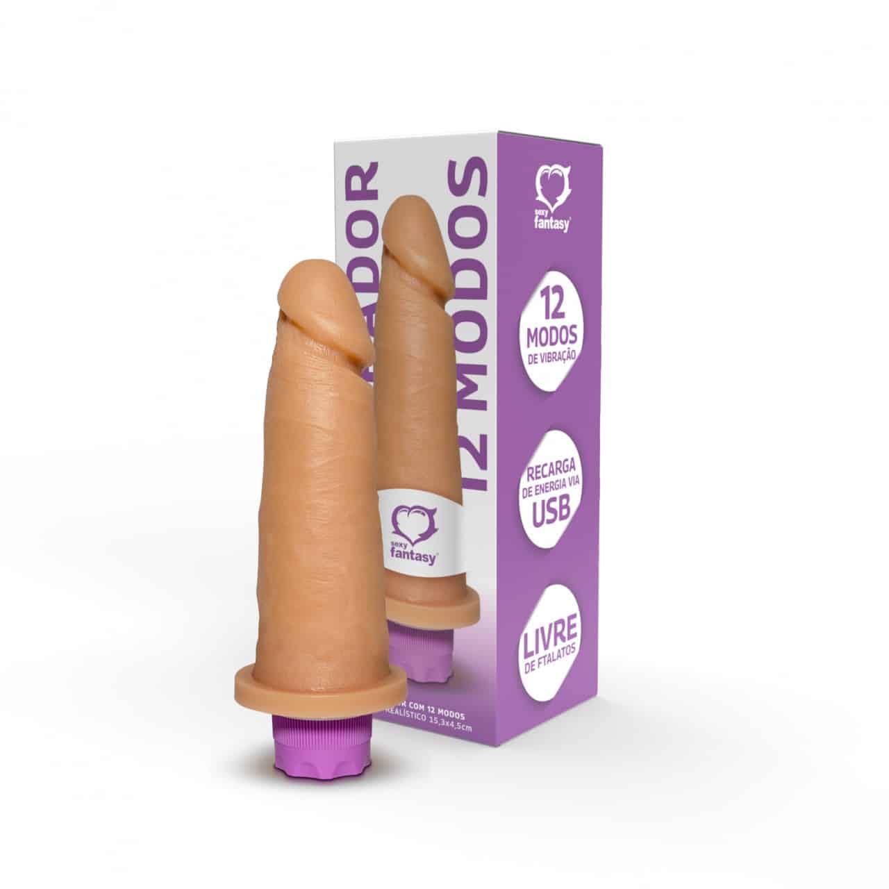 Pênis realístico vibro com 12 modos de vibração 15,3x4,5cm sexy fantasy 1 Pênis realístico vibro com 12 modos de vibração 15,3x4,5cm sexy fantasy