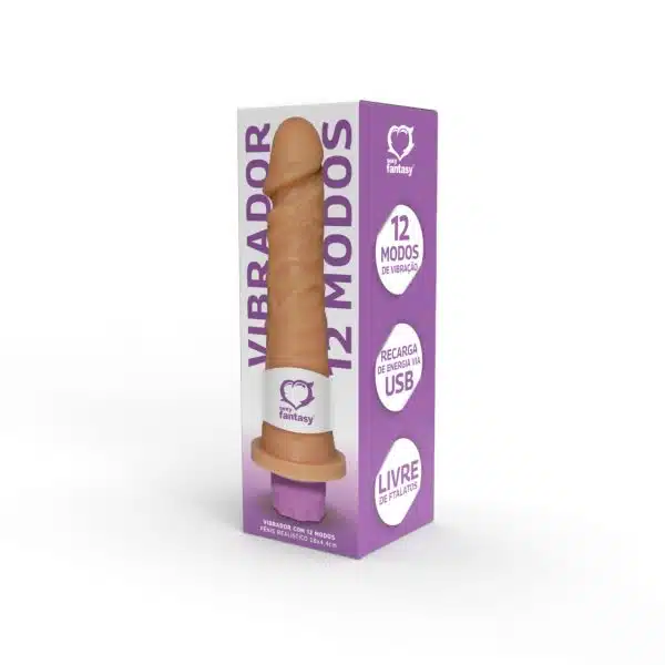 Penis realístico vibro com 12 modos de vibração 18x4,4cm sexy fantasy - Imagem 4