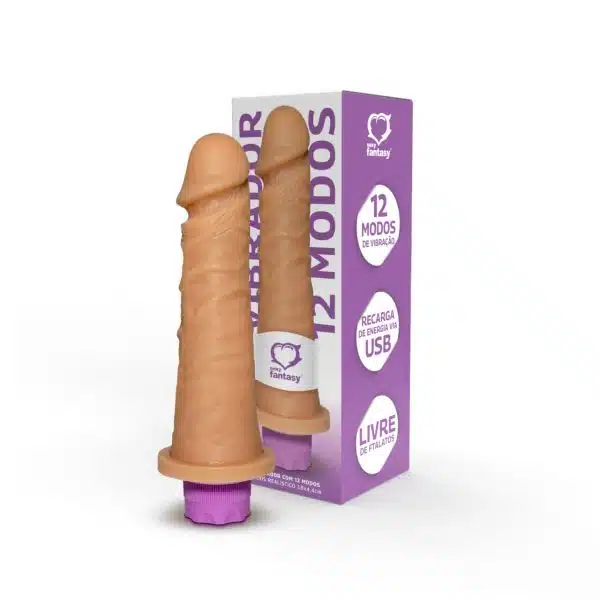 Penis realístico vibro com 12 modos de vibração 18x4,4cm sexy fantasy