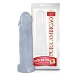 Pura ambição - Capa peniana em formato de pênis em cyberskin com glande definida e veias salientes - 17 x 4,6 cm