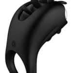 Anel Peniano Vibratório com Rotação de Língua Estimulador de Clitóris - Preto