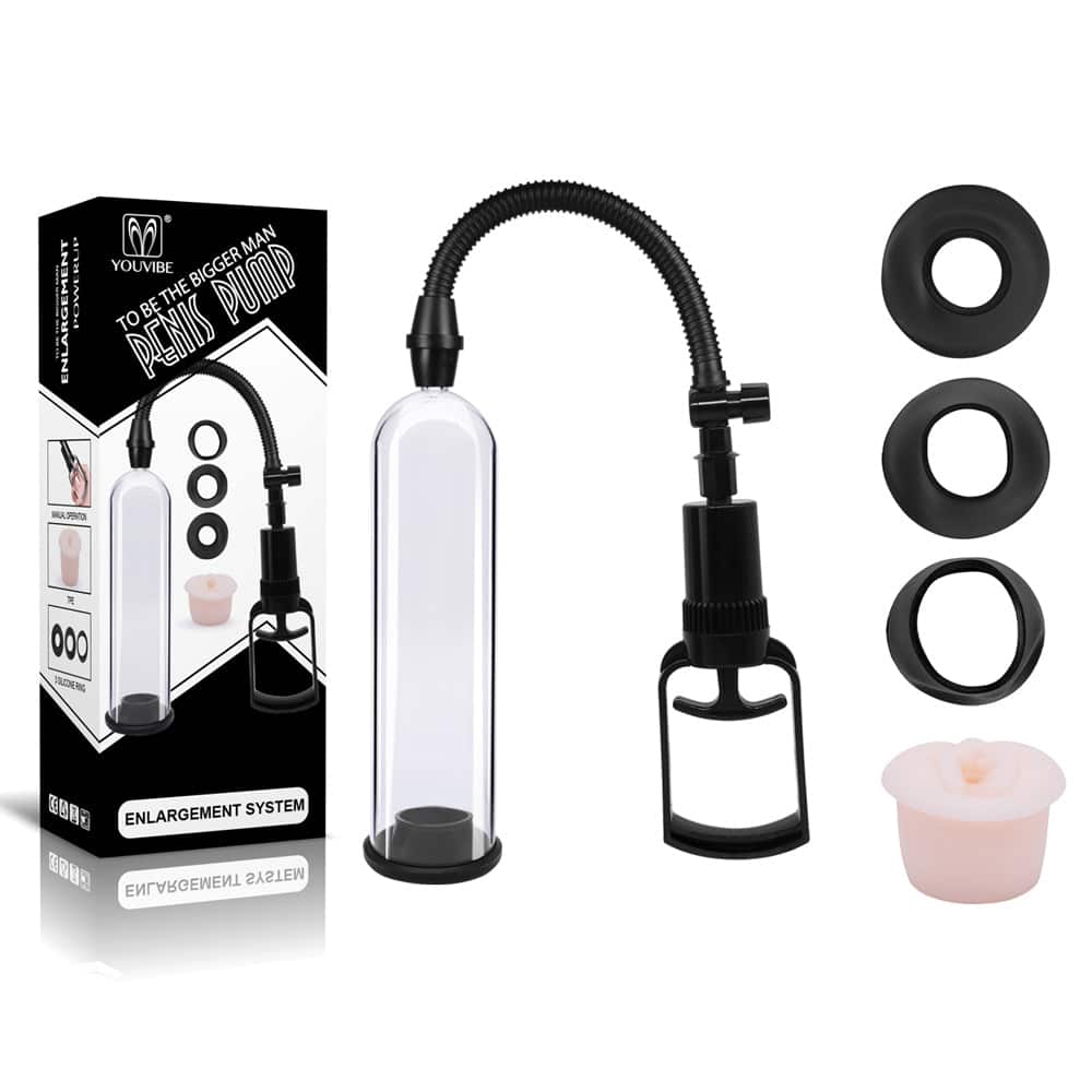 Bomba Peniana manual com 4 Anéis Penis Pump Youvibe 1 Bomba Peniana manual com 4 Anéis Penis Pump Youvibe