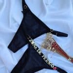 Calcinha fio preta personalizável todo na microfibra