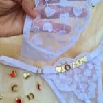 Calcinha Branca fio personalizável borboleta tule coração