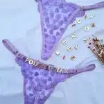 Calcinha Lilás fio personalizável borboleta tule coração