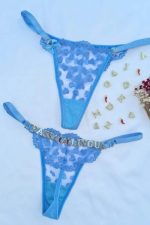 Calcinha Azul místico fio personalizável borboleta tule coração