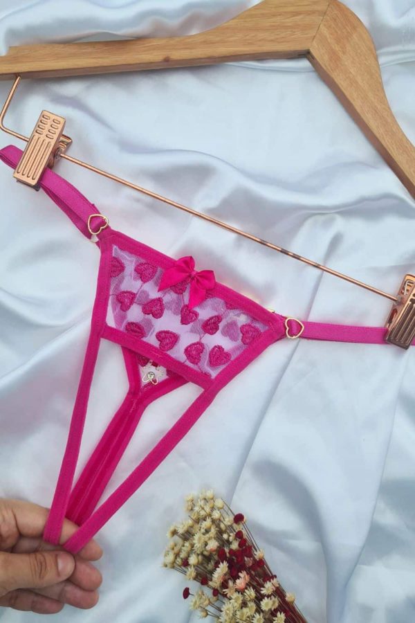 Calcinha personalizavel fio secretária Pink branco