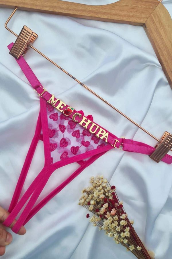 Calcinha personalizavel fio secretária Pink branco - Image 2