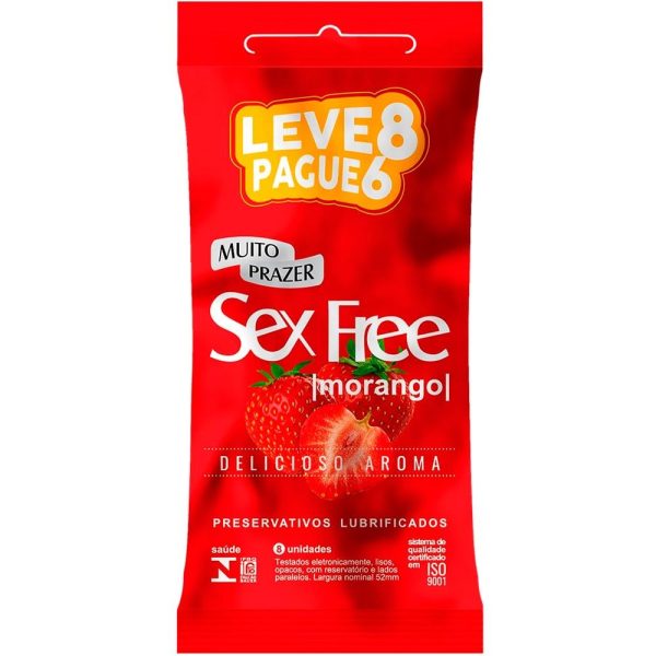 Preservativos Lubrificados Aromáticos Morango Leve 8 Pague 6