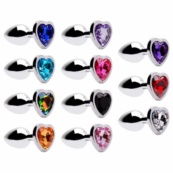 Plug Anal Médio de Metal Coração Pedra Sensual Love