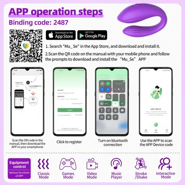Vibrador para Casal Roxo com 10 Modos de Vibração,com Controle via Aplicativo - Mannuo - Imagem 13