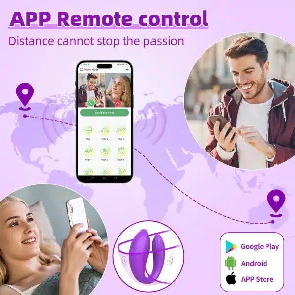 Vibrador para Casal Roxo com 10 Modos de Vibração,com Controle via Aplicativo - Mannuo - Imagem 6
