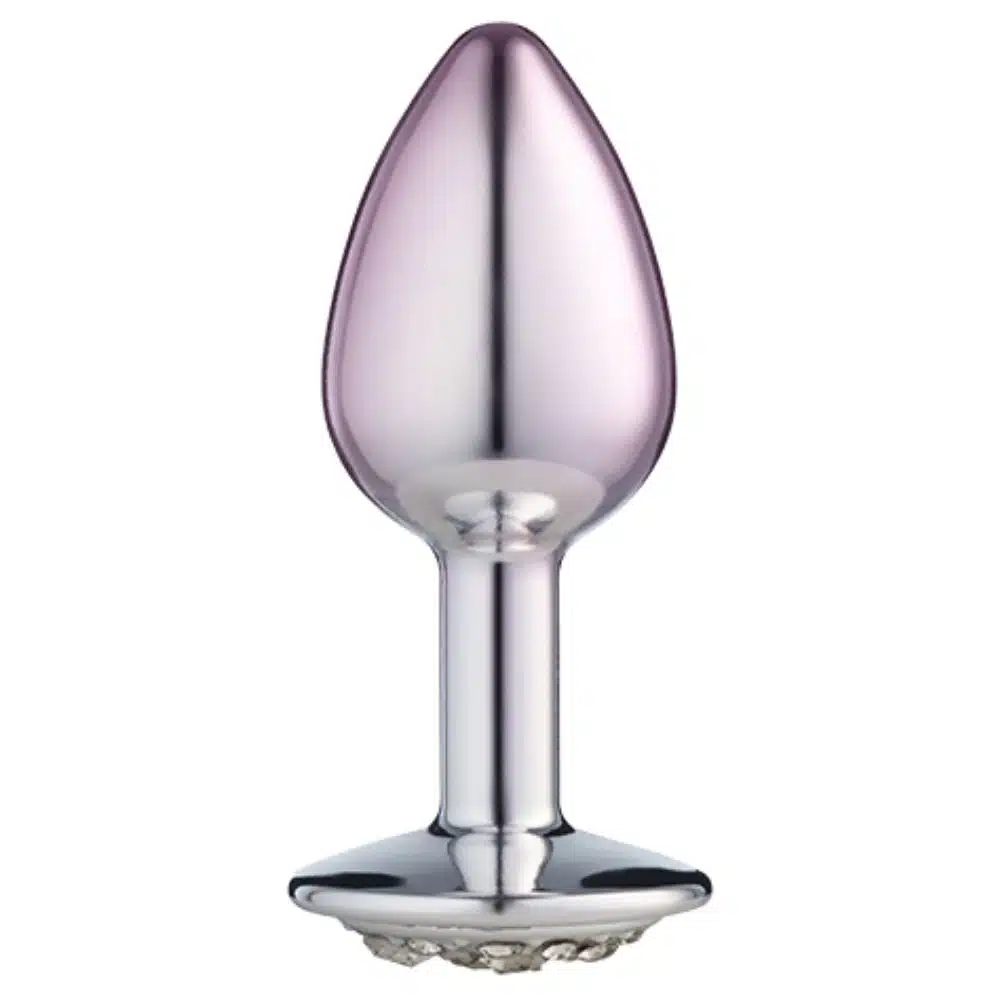 Lite Plug anal Bicolor Pequeno Prata com Rosa Cravejado  Imagem 2
