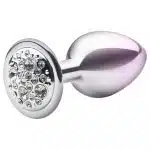 Lite Plug anal Bicolor Pequeno Prata com Rosa Cravejado - Imagem 3