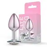 Lite Plug anal Bicolor Pequeno Prata com Rosa Cravejado