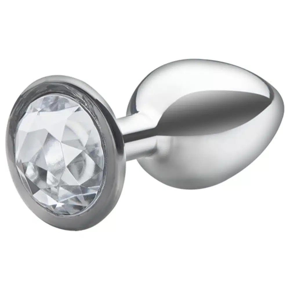 Lite Plug anal Prata Pequeno com Pedra Cristal  Imagem 3
