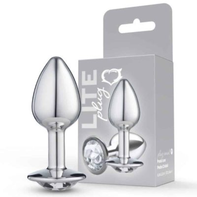 Lite Plug anal Prata Pequeno com Pedra Cristal