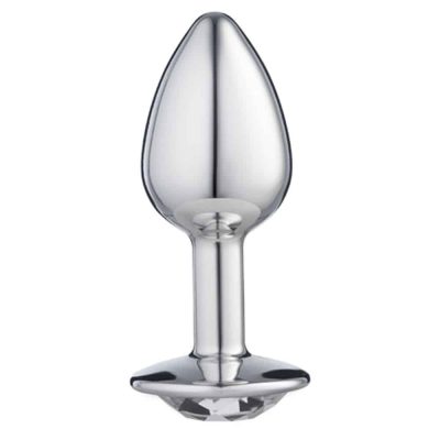 Alternative view of Lite Plug anal Prata Pequeno com Pedra Cristal