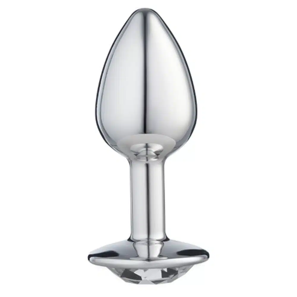 Lite Plug anal Prata Pequeno com Pedra Cristal  Imagem 2