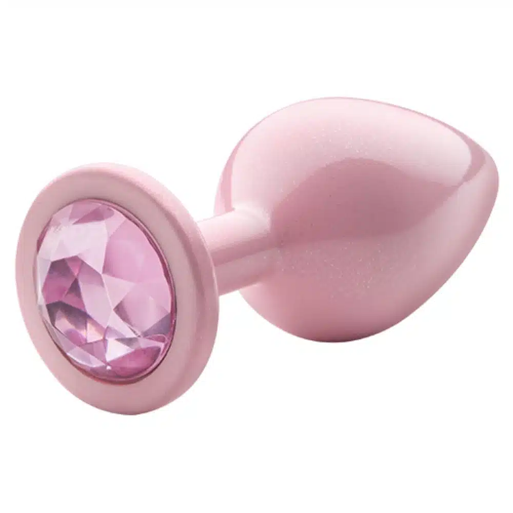 Lite Plug anal Rosa Claro Pequeno com Glitter e Pedra Rosa  Imagem 3
