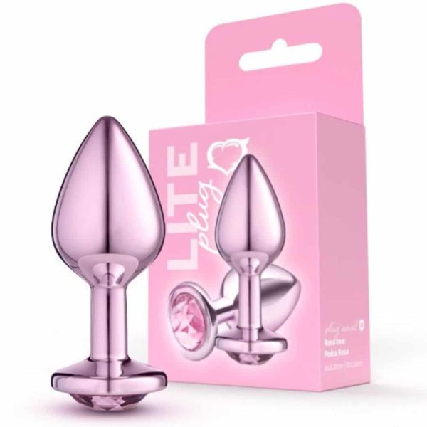 Lite Plug anal Rosa Médio com Pedra Rosa
