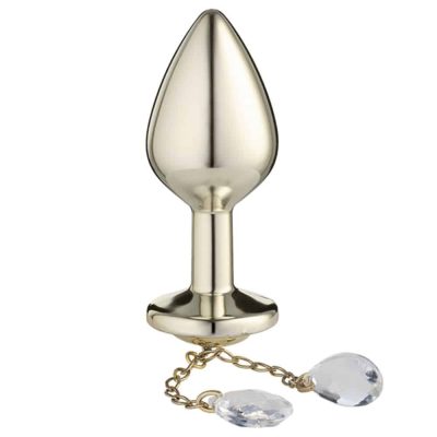 Alternative view of Lite Plug anal Dourado Médio com Pingente
