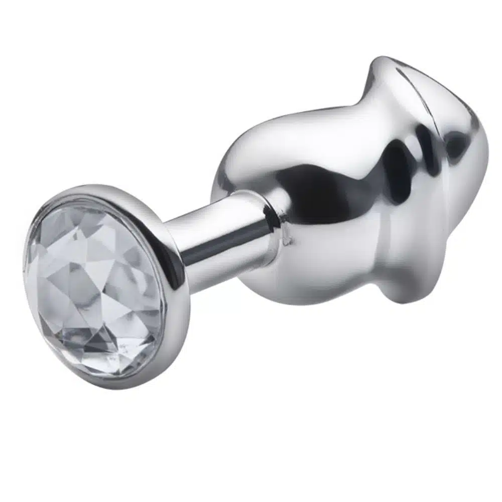 Lite Plug anal Prata Pênis com Pedra Cristal  Imagem 3