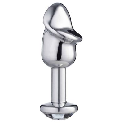 Alternative view of Lite Plug anal Prata Pênis com Pedra Cristal