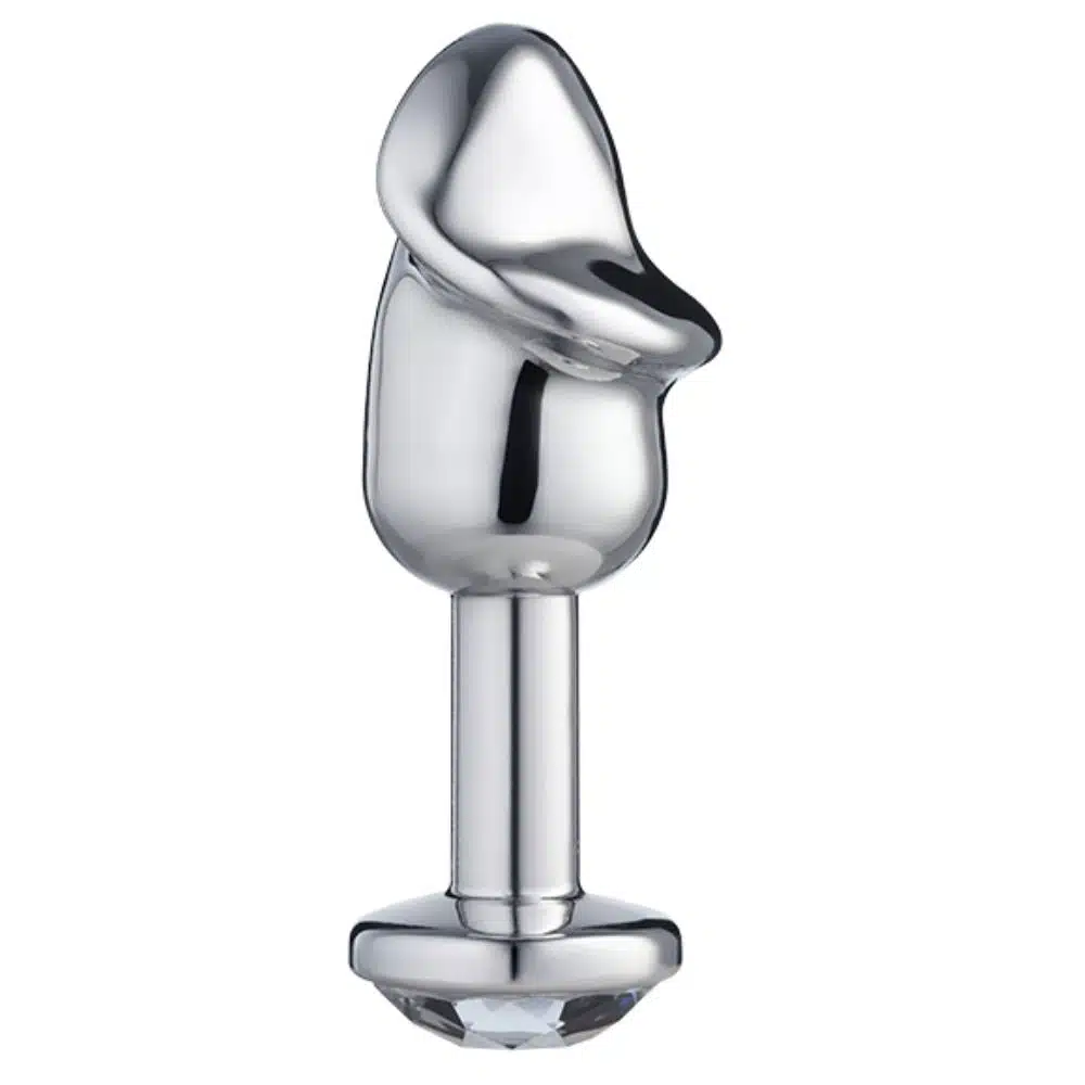 Lite Plug anal Prata Pênis com Pedra Cristal  Imagem 2