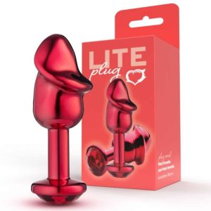 Lite Plug anal Vermelho Pênis com Pedra Vermelha