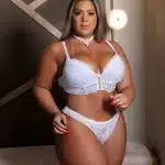 Conjunto Plus size Branco Cropped ávila em renda e tule