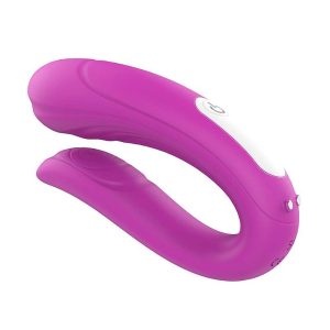 Vibrador de casal em silicone com controle recarregável e 9 modos de vibração - s-hande mermaid rct - 10 x 4,6 cm | Roxo