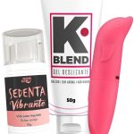 Kit erótico com sedenta vibrante, k-blend ice e vibrador ponto g