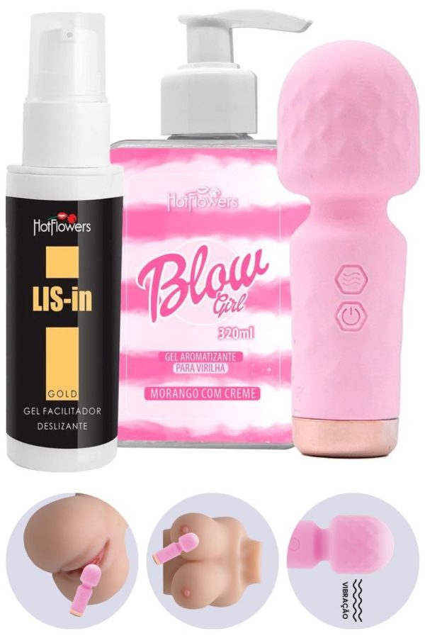 Kit Erótico com Lis-In, Hero Mini Varinha Mágica e Blow Girl